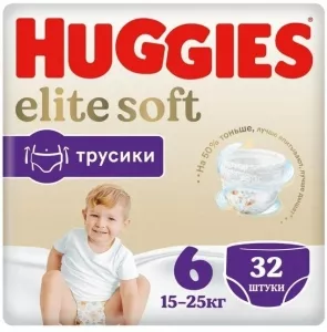 Подгузники-трусики Huggies Elite Soft 6 (32 шт) фото