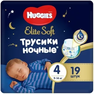 Подгузники-трусики Huggies Elite Soft Overnites 4 (19 шт) фото