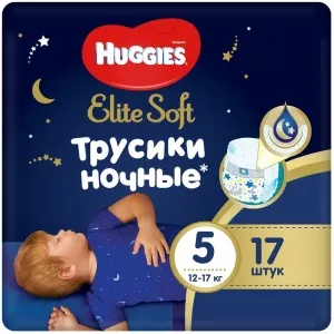 Подгузники-трусики Huggies Elite Soft Overnites 5 (17 шт) фото
