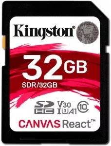 Карта памяти Kingston Canvas React SDHC 32Gb (SDR/32GB) фото