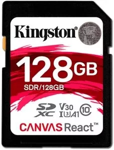 Карта памяти Kingston Canvas React SDXC 128Gb (SDR/128GB) фото