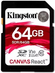 Карта памяти Kingston Canvas React SDXC 64Gb (SDR/64GB) фото