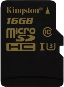 Карта памяти Kingston Gold microSDHC 16Gb Class 10 UHS-I U3 (SDCG/16GBSP) фото