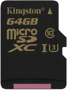 Карта памяти Kingston Gold microSDXC 64Gb Class 10 UHS-I U3 (SDCG/64GBSP) фото