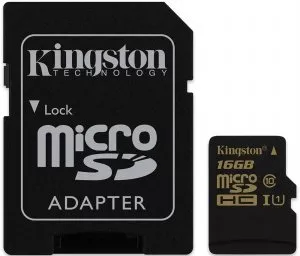 Карта памяти Kingston microSDHC 16Gb Class 10 UHS-I U1 + SD адаптер (SDCA10/16GB) фото
