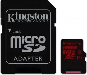 Карта памяти Kingston microSDXC 128Gb Class 10 UHS-I U3 + SD адаптер (SDCA3/128GB) фото