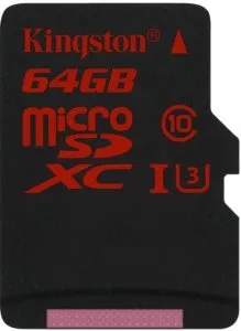 Карта памяти Kingston microSDXC 64Gb Class 10 UHS-I U3 (SDCA3/64GBSP) фото