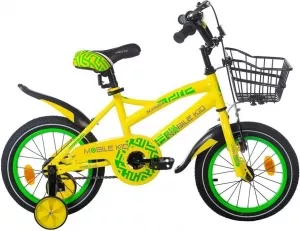 Детский велосипед Mobile Kid Slender 14 (желтый/зеленый) фото