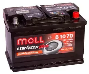 Аккумулятор Moll start/stop plus AGM 81070 (70Ah) фото