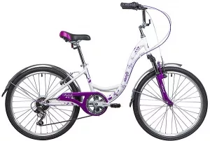 Велосипед NOVATRACK Butterfly 24 (белый/фиолетовый, 2019) фото