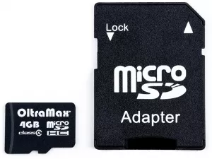 Карта памяти Oltramax microSDHC Class 4 4GB + адаптер фото