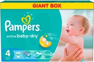 Подгузники Pampers Active Baby 4 Maxi (7-14 кг) Giant Box 90 шт фото