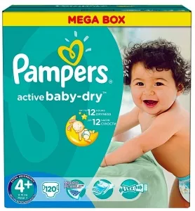 Подгузники Pampers Active Baby-Dry 4+ Maxi Plus (9-16 кг) 120 шт фото