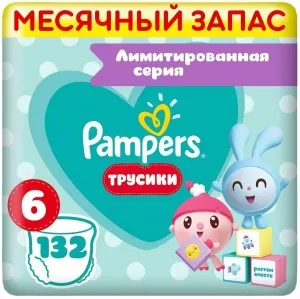 Трусики Pampers Pants 6 Малышарики Extra Large (132 шт) фото