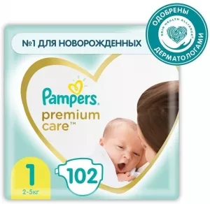 Подгузники Pampers Premium Care 1 Newborn (102 шт) фото