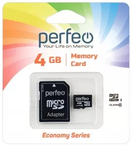 Карта памяти Perfeo microSDHC 4GB (PF4GMCSH10AES) фото