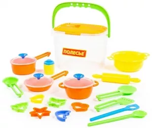 Игровой набор Полесье 56627 Набор детской посуды (20 элементов) (в ведёрке) фото
