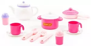 Игровой набор Полесье 58997 Набор детской посуды Настенька на 2 персоны (18 элементов) (в сеточке) фото