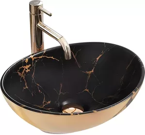 Умывальник Rea Sofia in Marble Black Gold фото