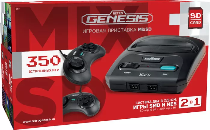 Игровая приставка Retro Genesis MixSD 8+16 Bit (2 геймпада, 350 игр) фото