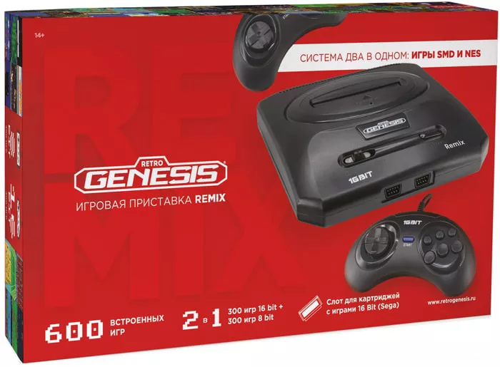 Игровая приставка Retro Genesis Remix 8+16 Bit (2 геймпада, 600 игр) фото