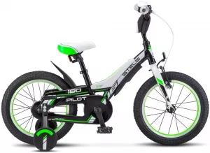 Велосипед детский Stels Pilot 180 16 V010 (черный/зеленый, 2018) фото