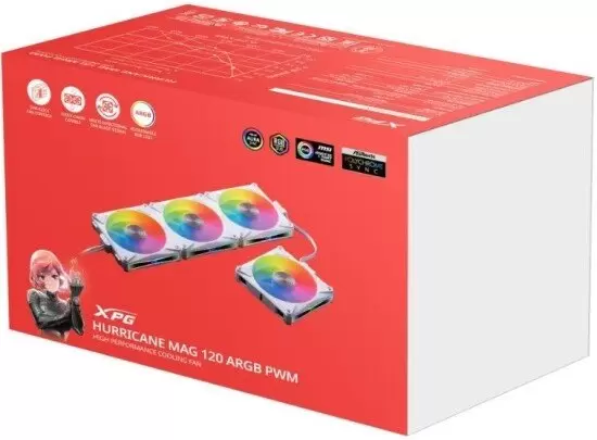 Комплект вентиляторов для корпуса с контроллером ADATA XPG Hurricane MAG 120 ARGB PWM (белый) фото
