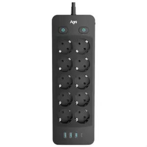 Сетевой фильтр Agni TP-FO4U10E-С-2m-black (2м, 10 розеток, черный) фото