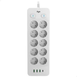 Сетевой фильтр Agni TP-FO4U10E-С-2m-white (2м, 10 розеток, белый) фото