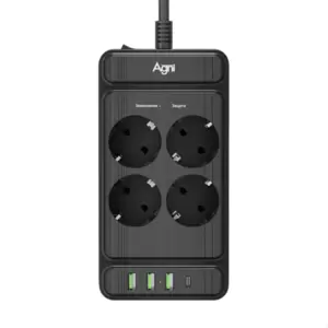 Сетевой фильтр Agni TP-FS4U4E-PD-2m-black (2м, 4 розетки, черный) фото