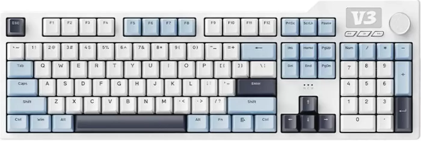 Ajazz AK35I V3 (синий/белый/черный, Ajazz Sea Salt)