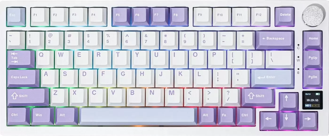 Клавиатура Ajazz AK820 Pro (белый/фиолетовый, Ajazz Flying Fish) фото 5