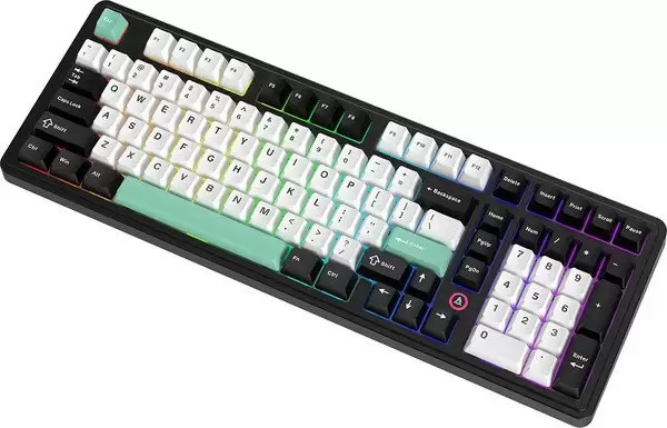 Клавиатура Ajazz AK980 V2 (черный/белый/бирюзовый, Ajazz Flying Fish) фото