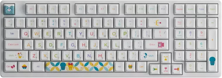 Клавиатура Akko 3098B Doraemon Rainbow 3 Modes Hot Swap CS Jelly Purple Switch фото 3
