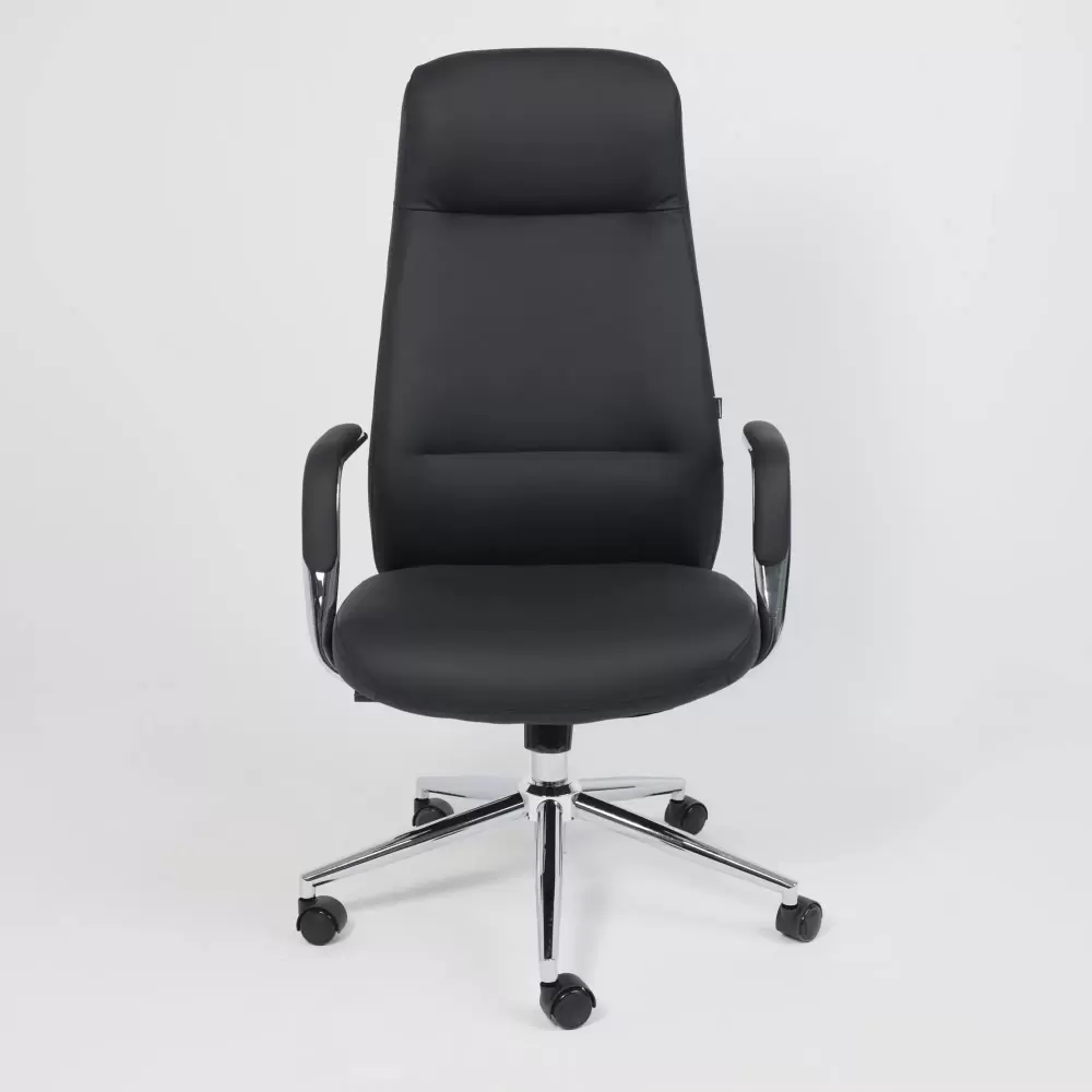 Офисное кресло AksHome Elema (черная экокожа/хромированный металл) фото 4