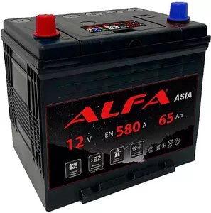Аккумулятор ALFA Asia 65 JL+ KZ с бортом. (65Ah) фото