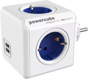 Разветвитель Allocacoc PowerCube 4 (белый/синий) фото