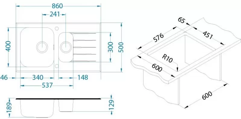 Кухонная мойка Alveus Glassix 20 (черный) фото