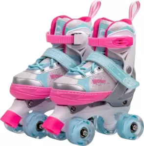 Роликовые коньки Amarobaby Wow AB24-35WOW/1906-26 (р.26-29, розовый/голубой) фото