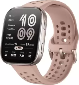 Умные часы Amazfit Bip 6 (титановый, с розовым силиконовым ремешком) фото