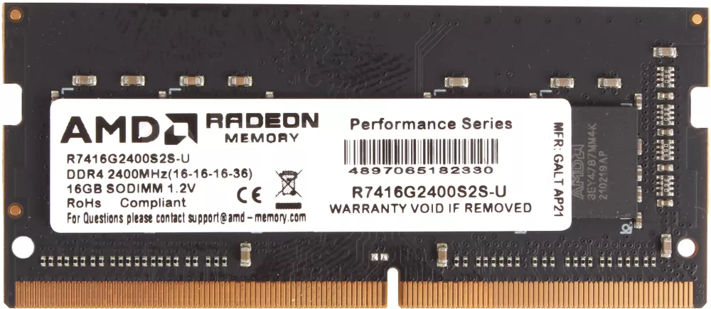 Оперативная память AMD Radeon R7 Performance Series 4ГБ DDR4 SODIMM PC4-19200 R744G2400S1S-U фото