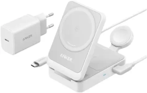 Anker MagGo Wireless Charging Station Foldable 3-in-1 B2557 25W (белый)