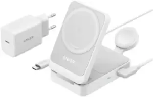 Беспроводное зарядное Anker MagGo Wireless Charging Station Foldable 3-in-1 B2557 25W (белый) фото