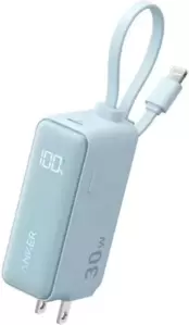 Портативное зарядное устройство Anker Power Bank Fusion Built-In Lightning Cable A1636 30W 5000mAh (голубой) фото