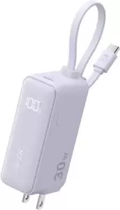 Портативное зарядное устройство Anker Power Bank Fusion Built-In USB-C Cable A1636 30W 5000mAh (сиреневый) фото