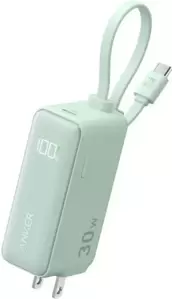 Портативное зарядное устройство Anker Power Bank Fusion Built-In USB-C Cable A1636 30W 5000mAh (зеленый) фото