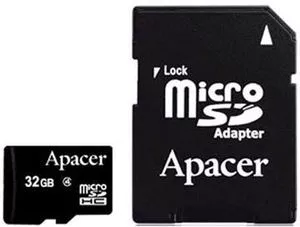 Карта памяти Apacer MicroSDHC 32Gb Class 4 + SD Adapter (AP32GMCSH4-R) фото
