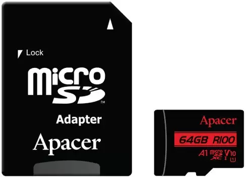 Apacer microSDXC AP64GMCSX10UB-R 64GB (с адаптером)