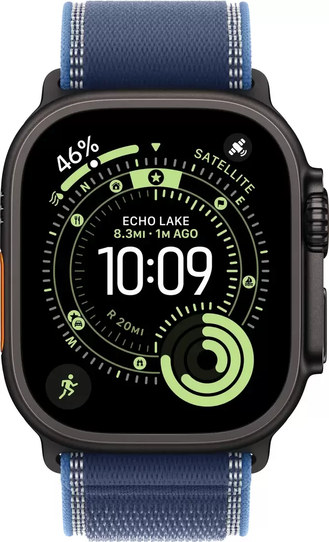 Умные часы Apple Watch Ultra 3 LTE 49 мм (титановый корпус, черный/синий, нейлоновый ремешок размера S/M) фото