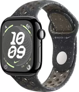 Apple Watch Nike Series 10 42 мм (алюминиевый корпус, черный/полуночный, спортивный силиконовый ремешок S/M)